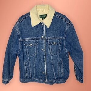 Vtg Ralph Lauren Jeans Co. Faux Sherpa Lined Denim Jean Jacket‌‌‌‌‌‌‌‌‌